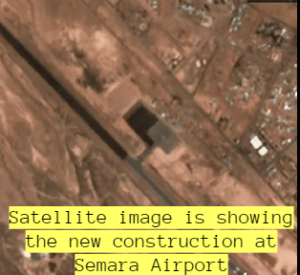 Satellite image is showing the new construction at Semara Airport