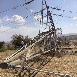 high voltage pole damage in Humera region